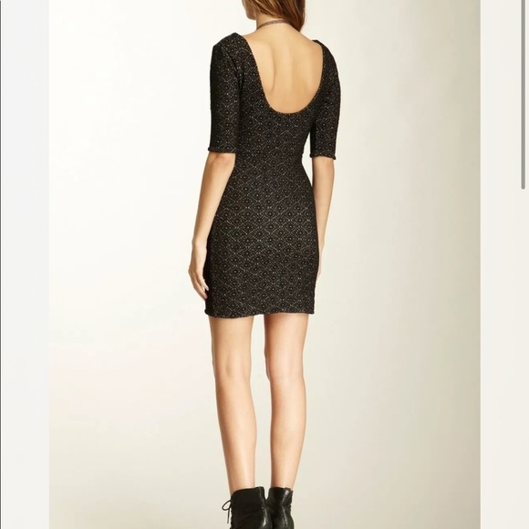 Free People | Lady Pucker Dress Womens XS Black Mini Open Scoop Back Boatneck - Picture 2 of 8